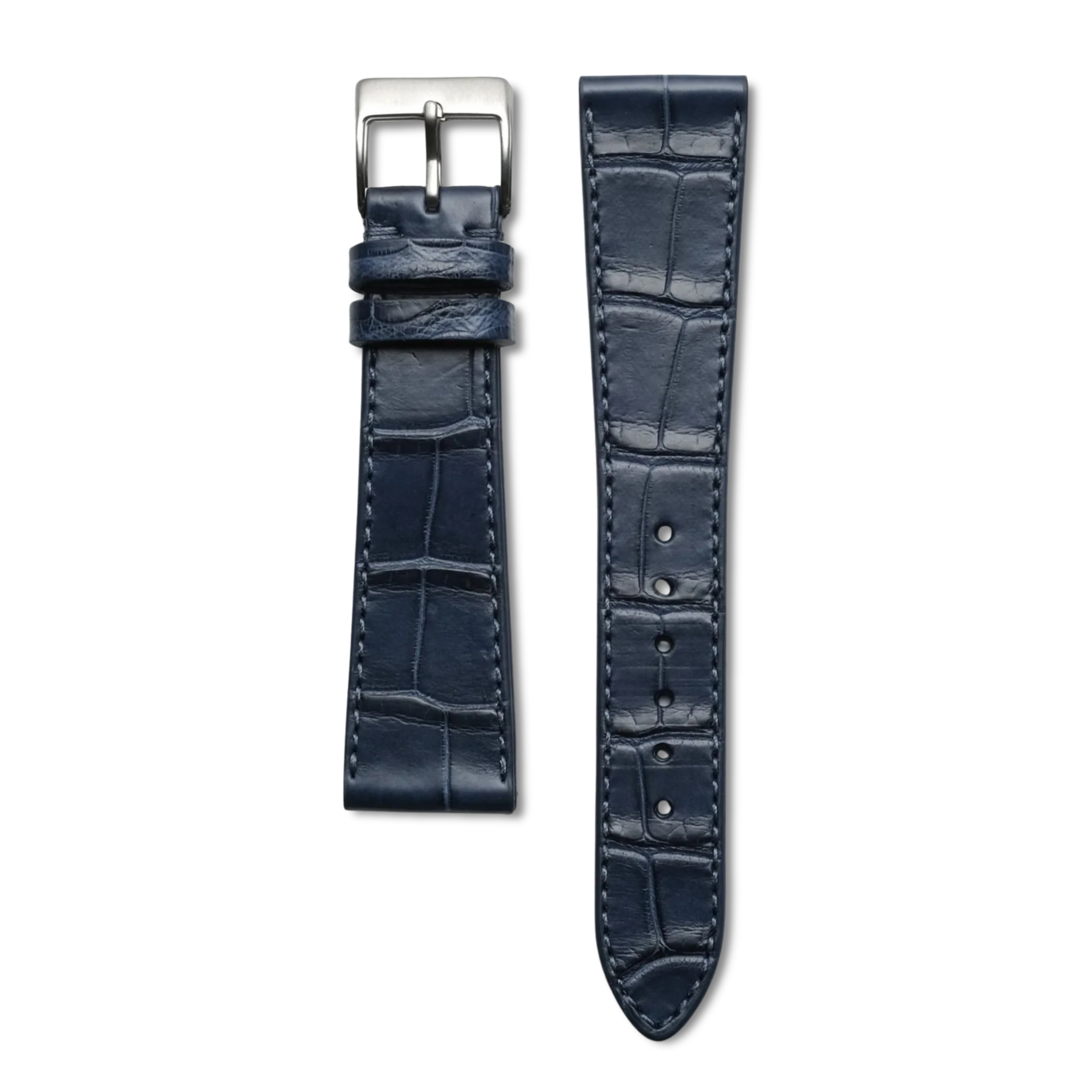 Bracelet cuir alligator bleu 20mm