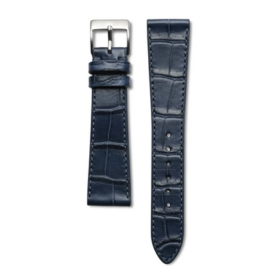 Bracelet cuir alligator bleu 20mm