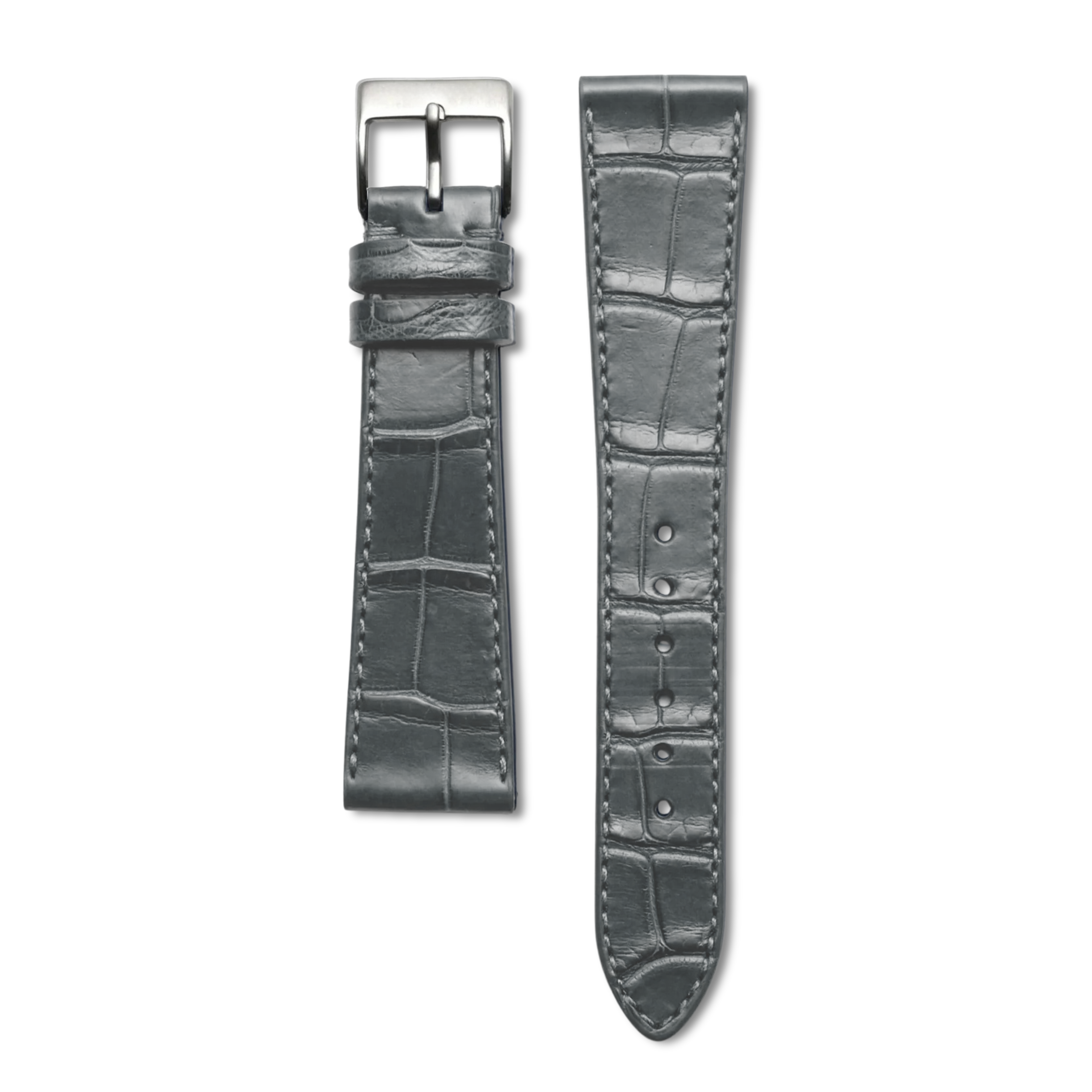 Bracelet cuir alligator gris 20mm