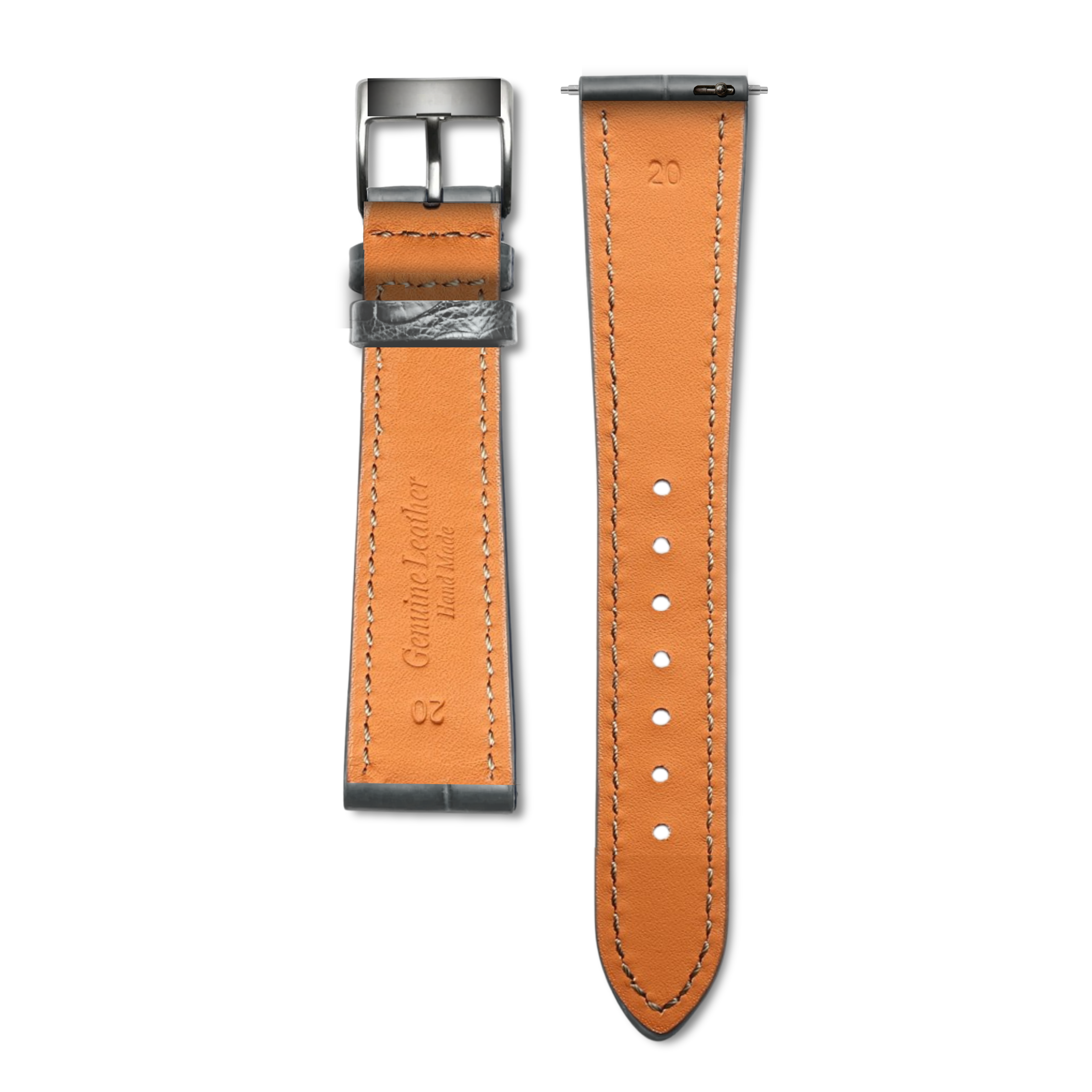 Bracelet cuir alligator gris 20mm