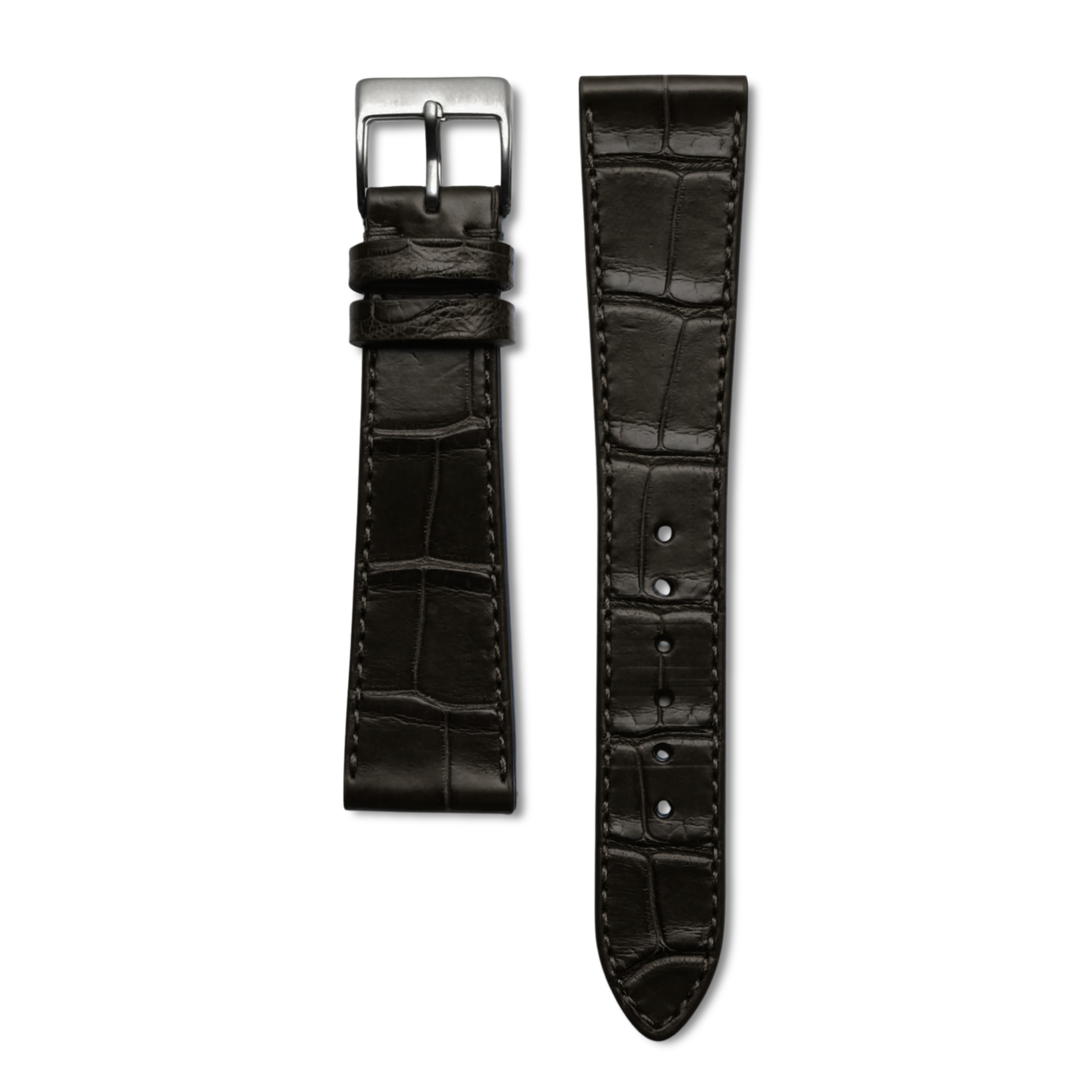 Bracelet cuir alligator noir 20mm