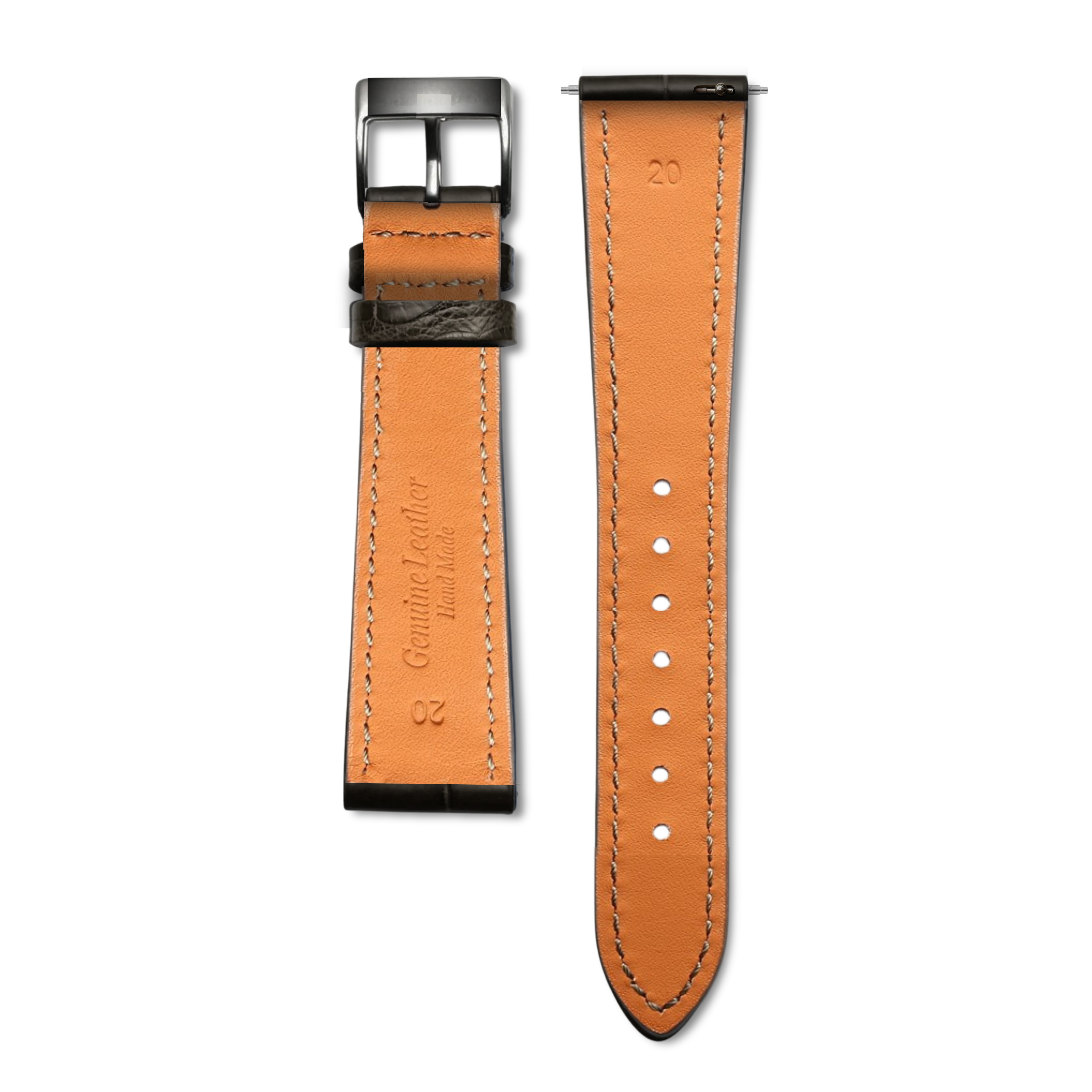 Bracelet cuir alligator noir 20mm