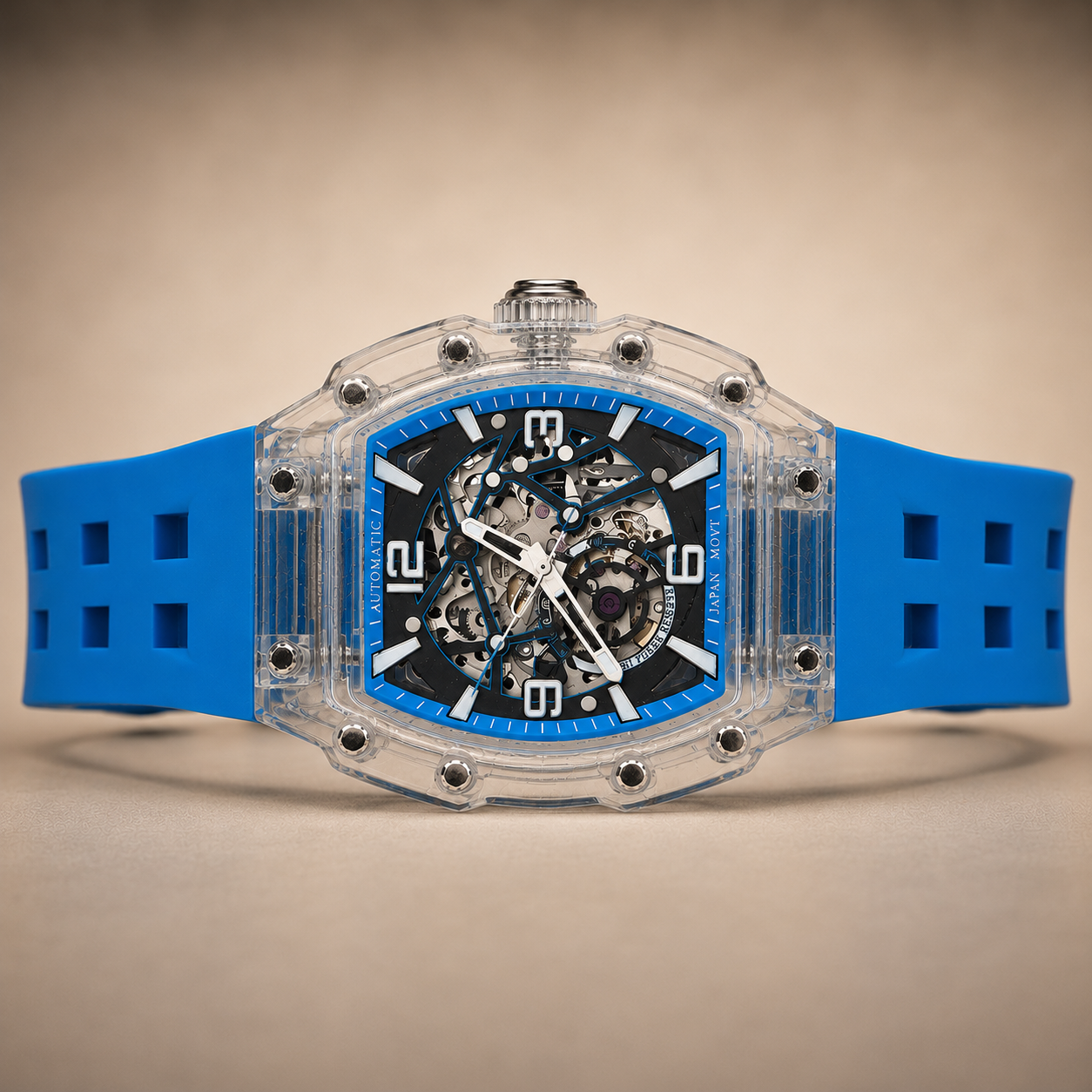 Montre Automatique Transparente Homme – Cadran Squelette – Mouvement Miyota 8N24