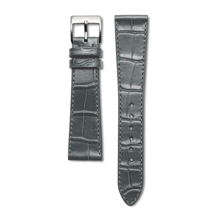 Bracelet cuir alligator - Gris - 20mm