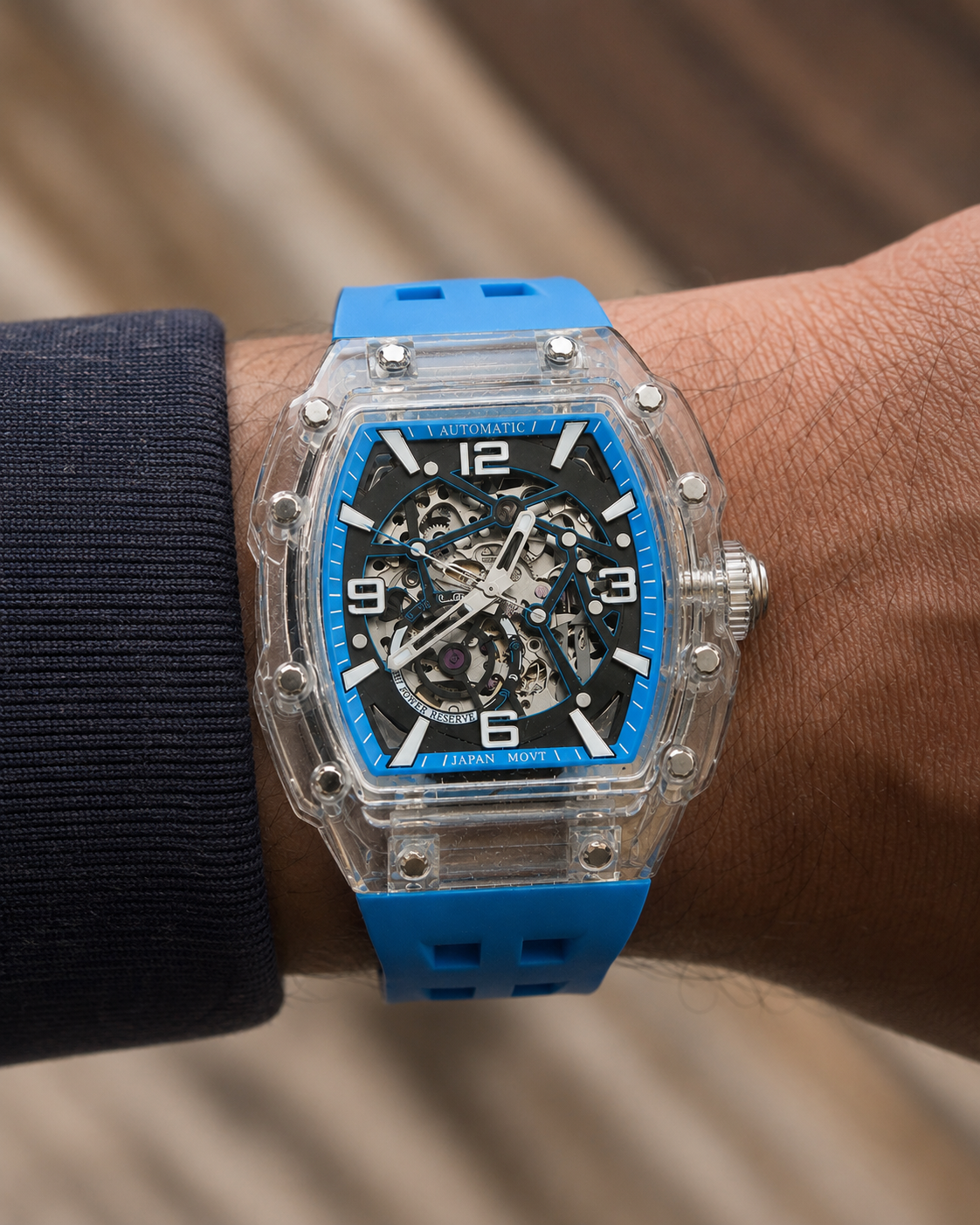 Montre Automatique Transparente Homme – Cadran Squelette – Mouvement Miyota 8N24