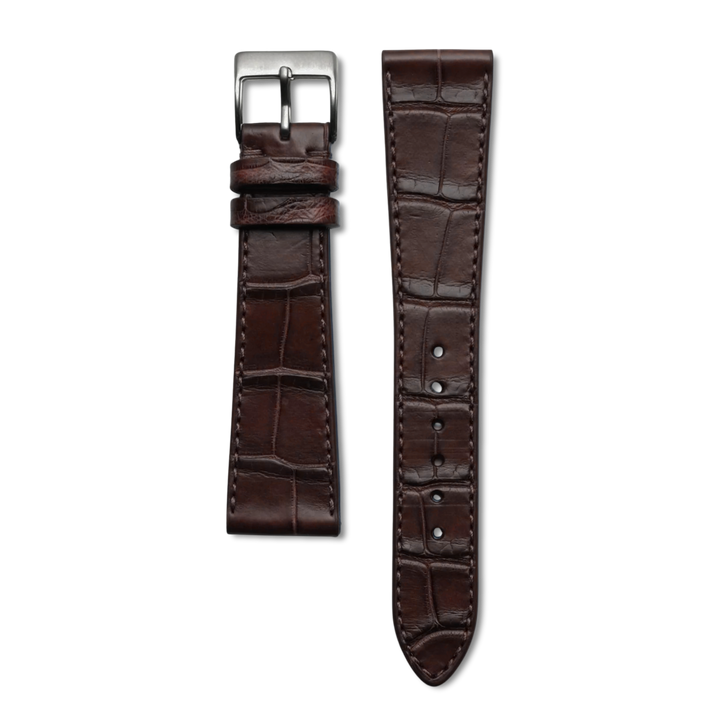Bracelet cuir alligator - Marron - 20mm