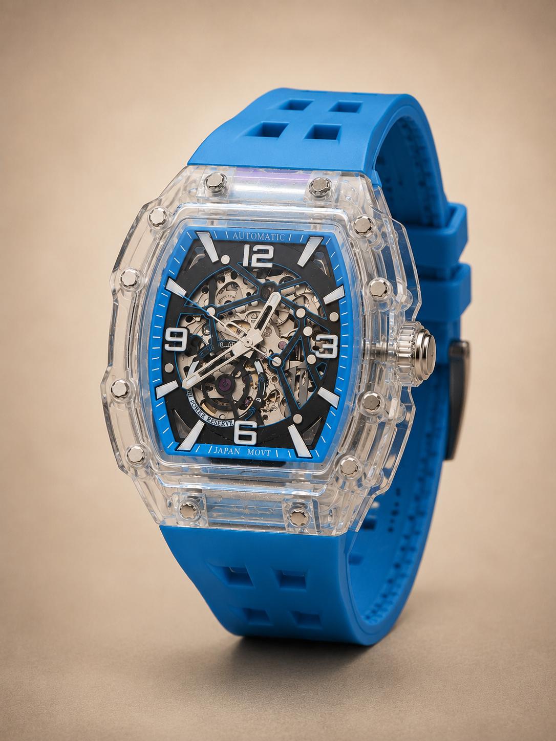 Montre Automatique Transparente Homme – Cadran Squelette – Mouvement Miyota 8N24